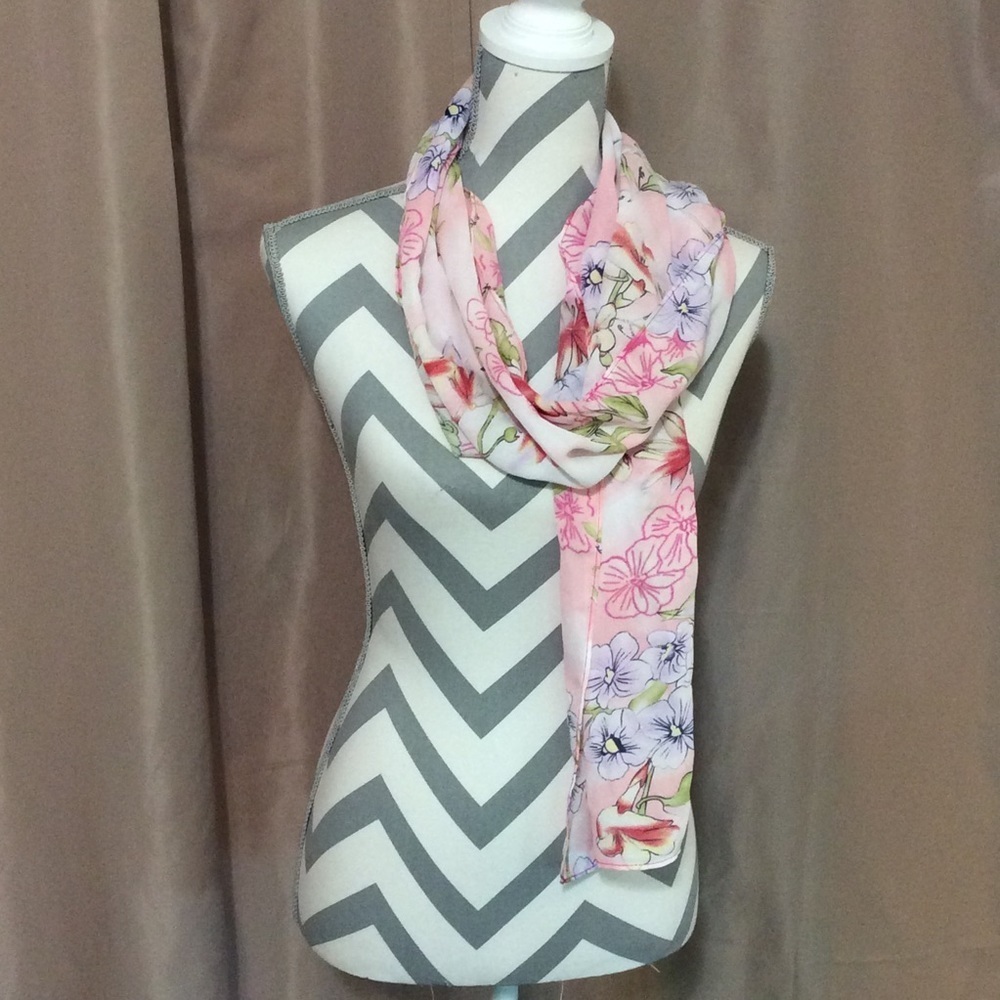 Pink Floral Scarf
